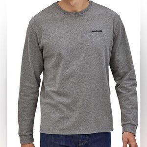 Patagonia P-6 Logo Long-Sleeve Tee Men’s Size M Gravel Heather Gray